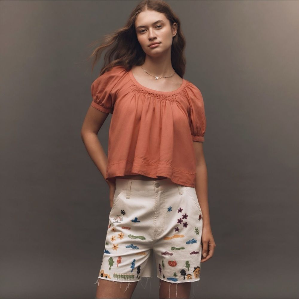 NWT MOTHER Shorts Stud Finder High-Rise Denim Anthropologie Size 27